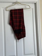 Lularoe Small Burgundy Brick Red Black Plaid Jax Jogger Pants