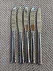 Oneida Set Of 5 Sunnybrook Dinner Knives Stainless Glossy  Bands At Tip