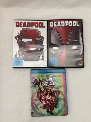 Deadpool 1 & 2 DVD + Suicide Squad Extended Cut Blu-ray DC Marvel Konvolut