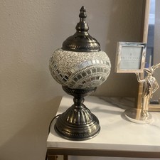 Handmade Stained Glass Moroccan /Turkish Mosaic Table Lamp Mosaic Lamp White