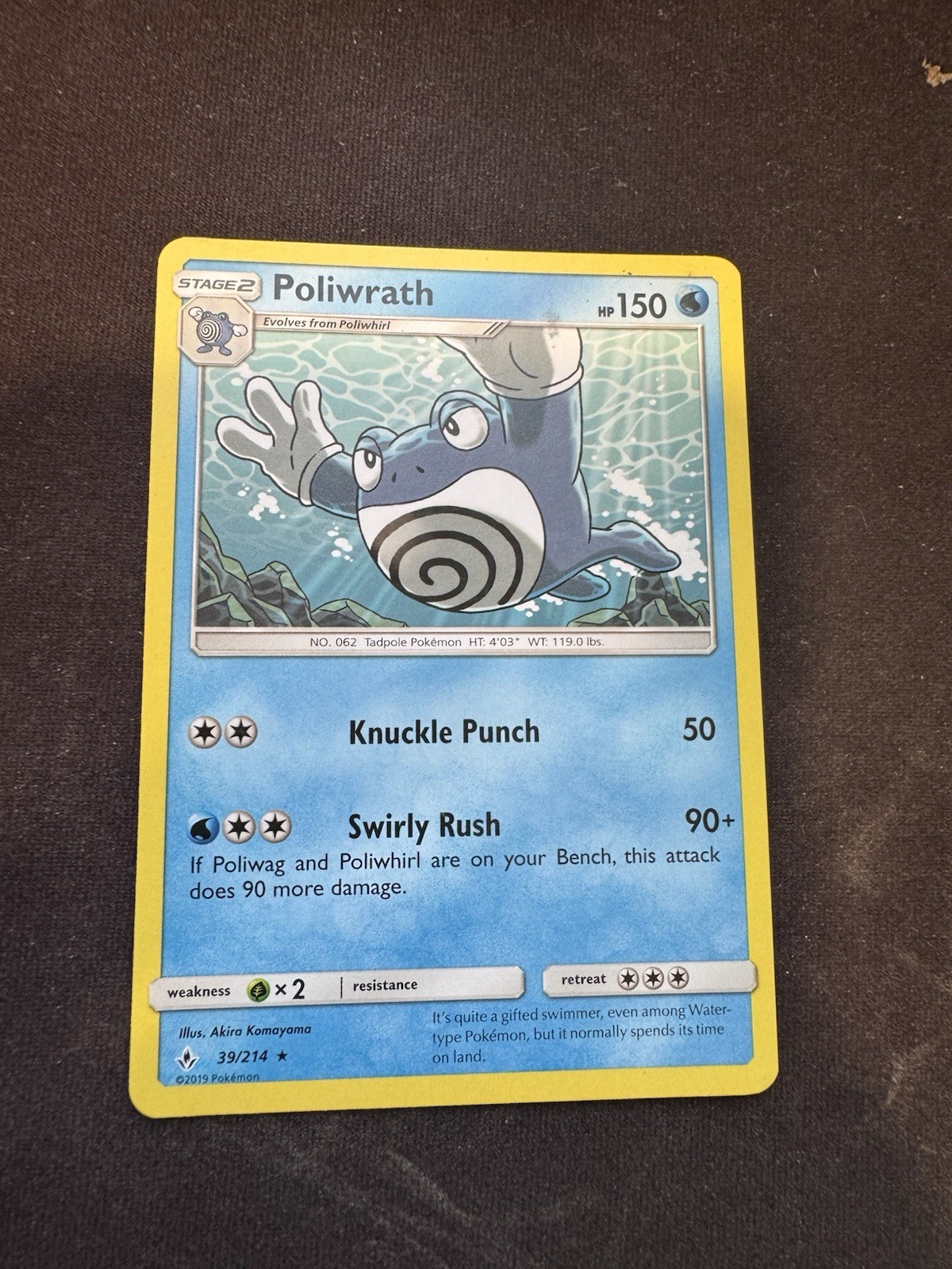 Poliwrath (39/214) Reverse Holofoil Rare NM SM10 SM - Unbroken Bonds Pokemon TCG