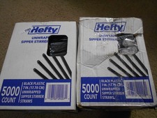 Lot of 2 Boxes Hefty Unwrapped Plastic Sipper Stirrer Straws 7" 5000 Ct Each