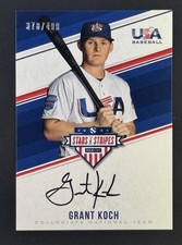 2018 USA Baseball Stars & Stripes Auto Grant Koch #BT Black Ink /499