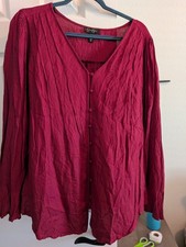 Plus Size Women's Jessica Simpson Maroon Long Bell Sleeve Peasant Blouse