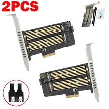 2X M.2 NGFF to Computer SATA Dual SSD PCI PCIe x4/8/16 NVMe Express Adapter Card