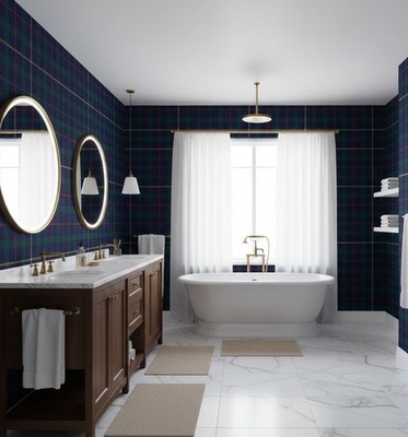 Dark Green Plaid Printed Wallpaper, Pre Pasted, Decoration Wallpaper