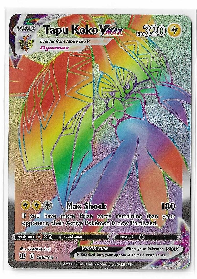 Pokemon TCG SWSH05: Battle Styles 166/163 Tapu Koko VMAX (Secret) NM