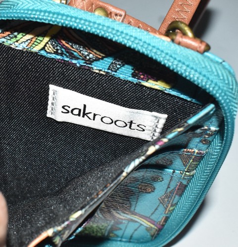 Sakroots Coated Canvas Owl Pattern Phone Holder Crossbody Wallet Wristlet New! - Picture 10 of 10
