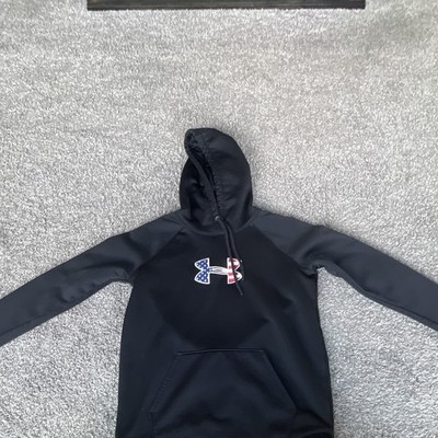 Under Armour Storm Men's Black Pullover Hoodie USA Flag Logo Pockets Size M