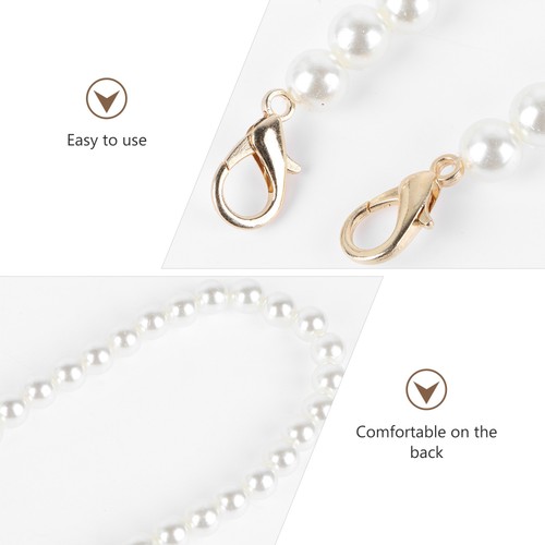 2Pcs 110cm Handbag Pearl Strap Handle Replacement Chain DIY Crafts Kit (White) - Bild 3 von 12