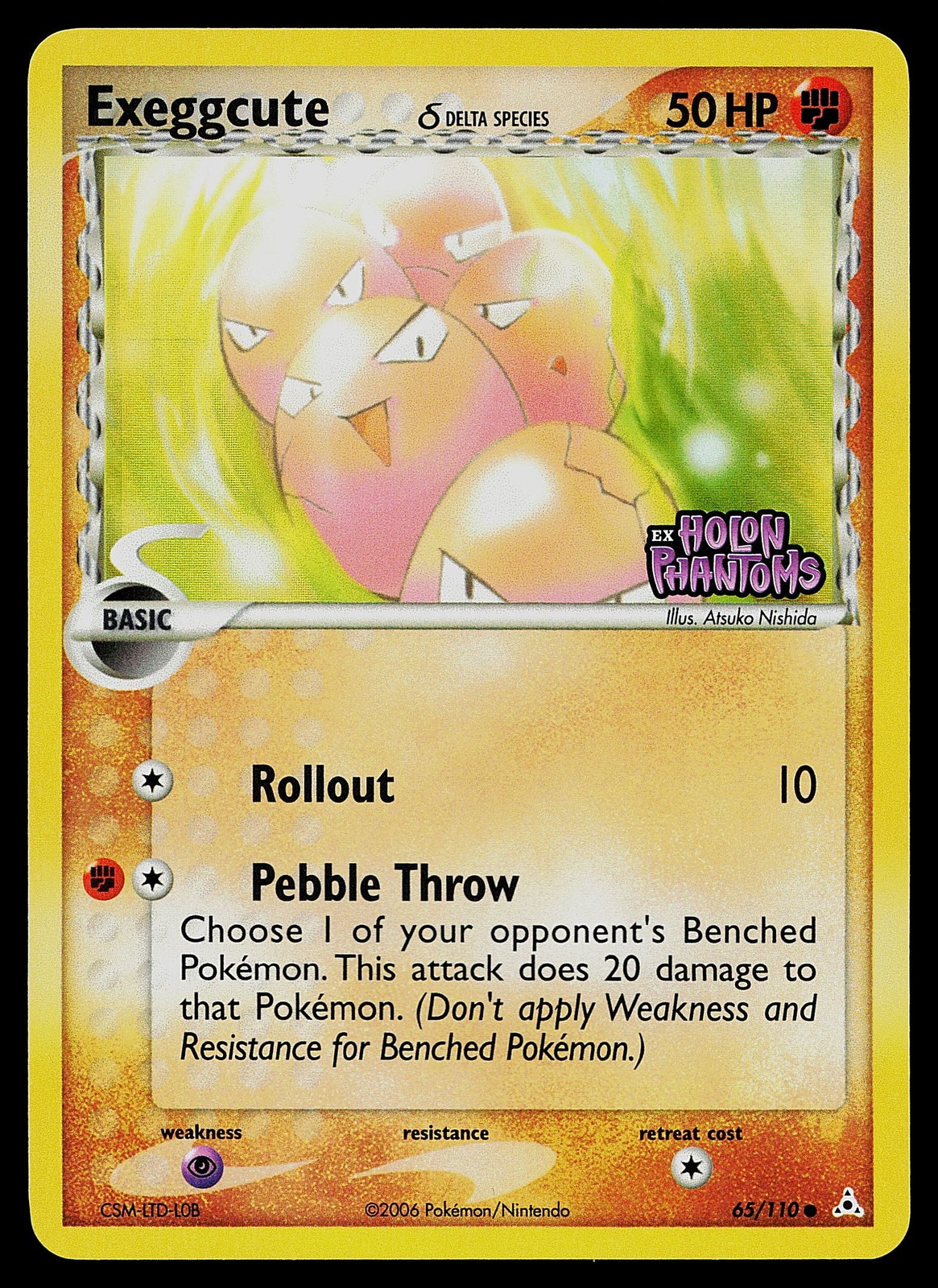 Pokemon Card - Exeggcute Holon Phantoms 65/110 Reverse Holo Stamped