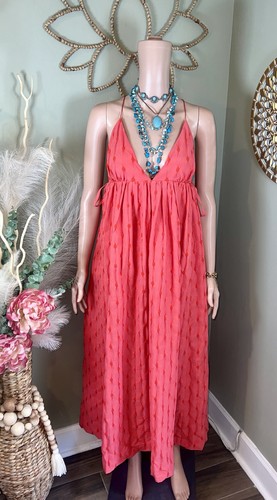🪸NEW! GORGEOUS Free People Primmy Midi Dress Ice Coral Sz Large Boho Flowy - Picture 7 of 20