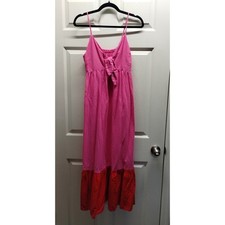 Tabitha Brown for Target Size Small Pink Red Color Block Linen Blend Tank Dress