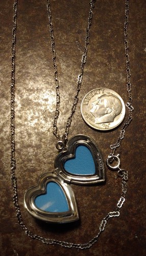 Sterling Silver Heart Locket Pendant Necklace Tri Color Floral Dbl Photo Memento - Picture 12 of 16