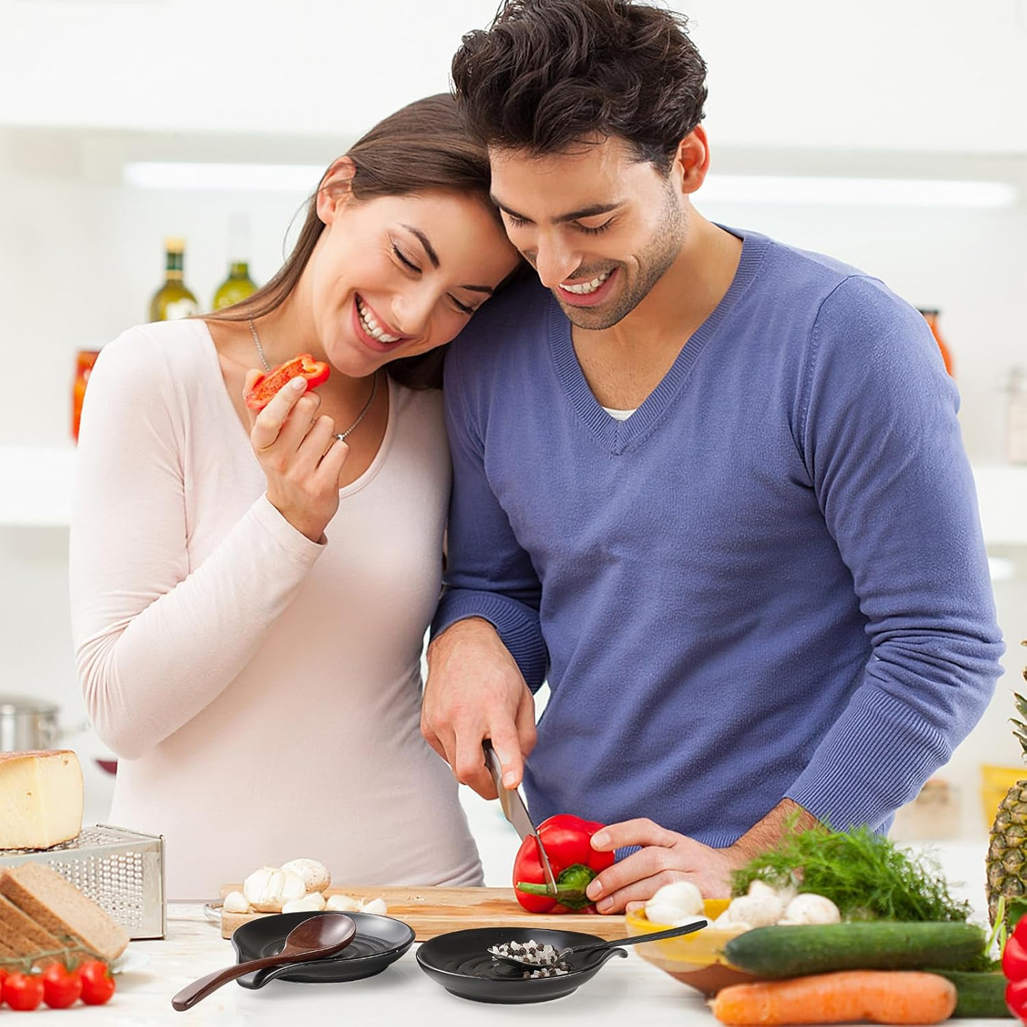 Spoon Rest for Stove Top, 6.1" Large Ceramic Spoon Holder for Kitchen