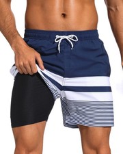 Quick Dry Mens Swim Trunks with Compression Liner Stretch Swim Shorts Bathing...