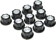 10X Guitar Mini Effect Pedal Knobs 6Mm Black W/Silver Cap Knob for Boss Pedals