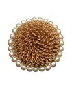 Vtg Miriam Haskell Signed Gold Tone Wire Faux Baroque Pearl Bead Border Brooch