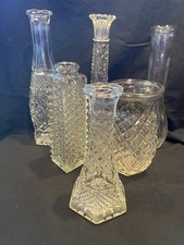 Lot of 6 Assorted Shapes and sizes Glass Flower Bud Vases for Shower or Wedding