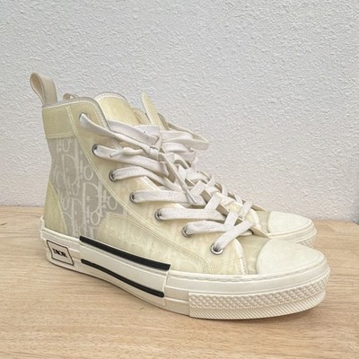 Dior B23 Men s Beige/White High Top Lace-Up Sneakers Monogram Logo
