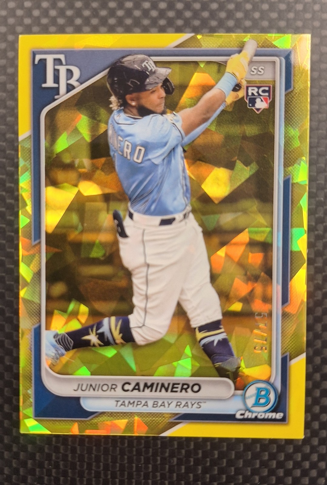 Junior Caminero 2024 Bowman Chrome SAPPHIRE RC Yellow Sapphire /75 #56