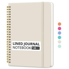 Lined Spiral Journal Notebook for Women  Men, 140 Pages, College Ruled Hardc...