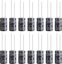 220uF 25V 6x12mm Aluminum Electrolytic Capacitor 220 MFD 16 Volt 0.24x0.47in 15