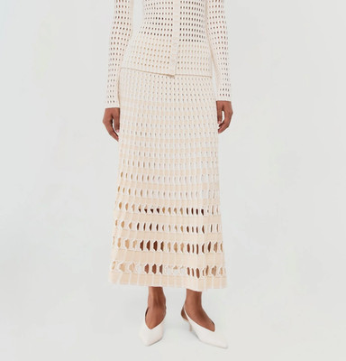 Simkhai Women's Ivory Larken Midi Skirt Size S