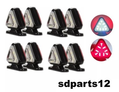8x LED Seitenmarkierungsleuchten 10 30V Dreieck Rot/Weiß für LKW BUS VAN Bagger