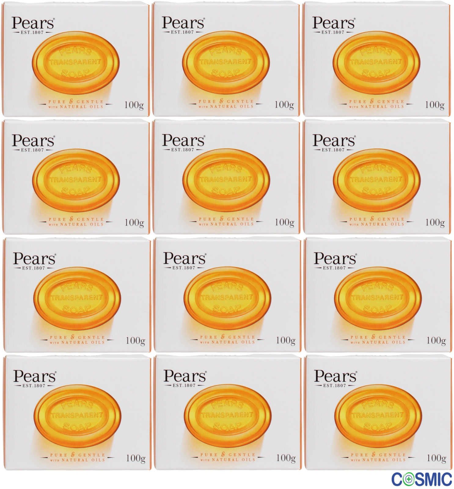12 X Pears Gentle Care Transparent Soap Bar Mild Cleansing Formula 100g