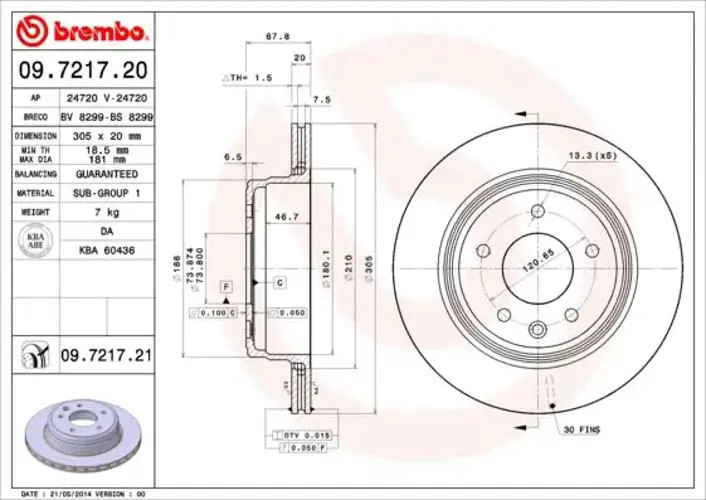 Brembo 09.7217.21 Prime Brake Disc - Image 14