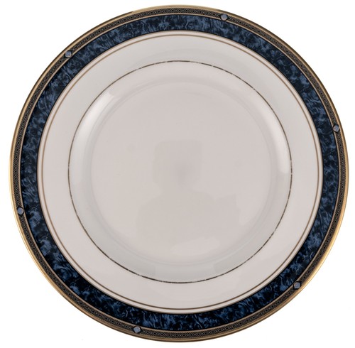 Two Royal Doulton Stanwyck H5212 10.5in 1lbs Dinner Plates Blue Marble Rim 1992 - Picture 6 of 12