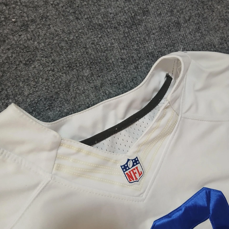Camiseta masculina Indianapolis Colts 2XL branca azul futebol americano NFL Andrew Luck 12 Nike - Imagem 3 de 4