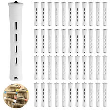 60 Pcs Perm Rods 0.67" White Hair Rollers Cold Wave Long Short Hair Curling for