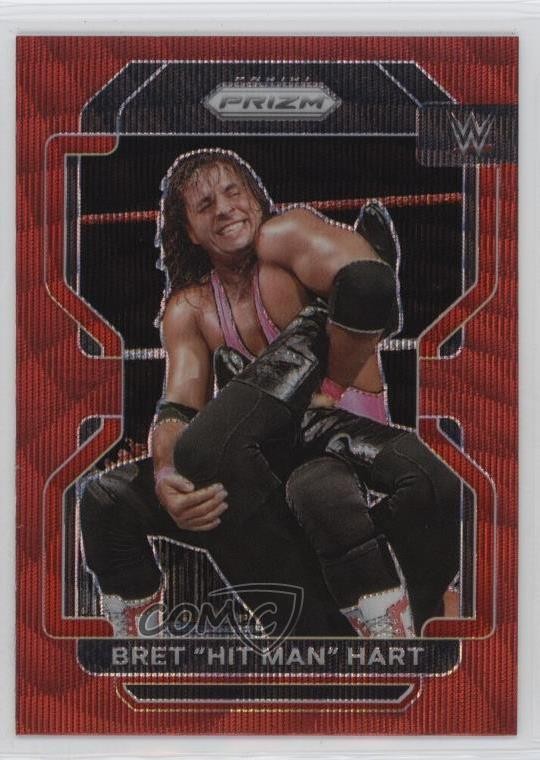 2022 Panini Prizm WWE Ruby Wave Prizm Bret Hart Bret Hit Man Hart #198 bp8