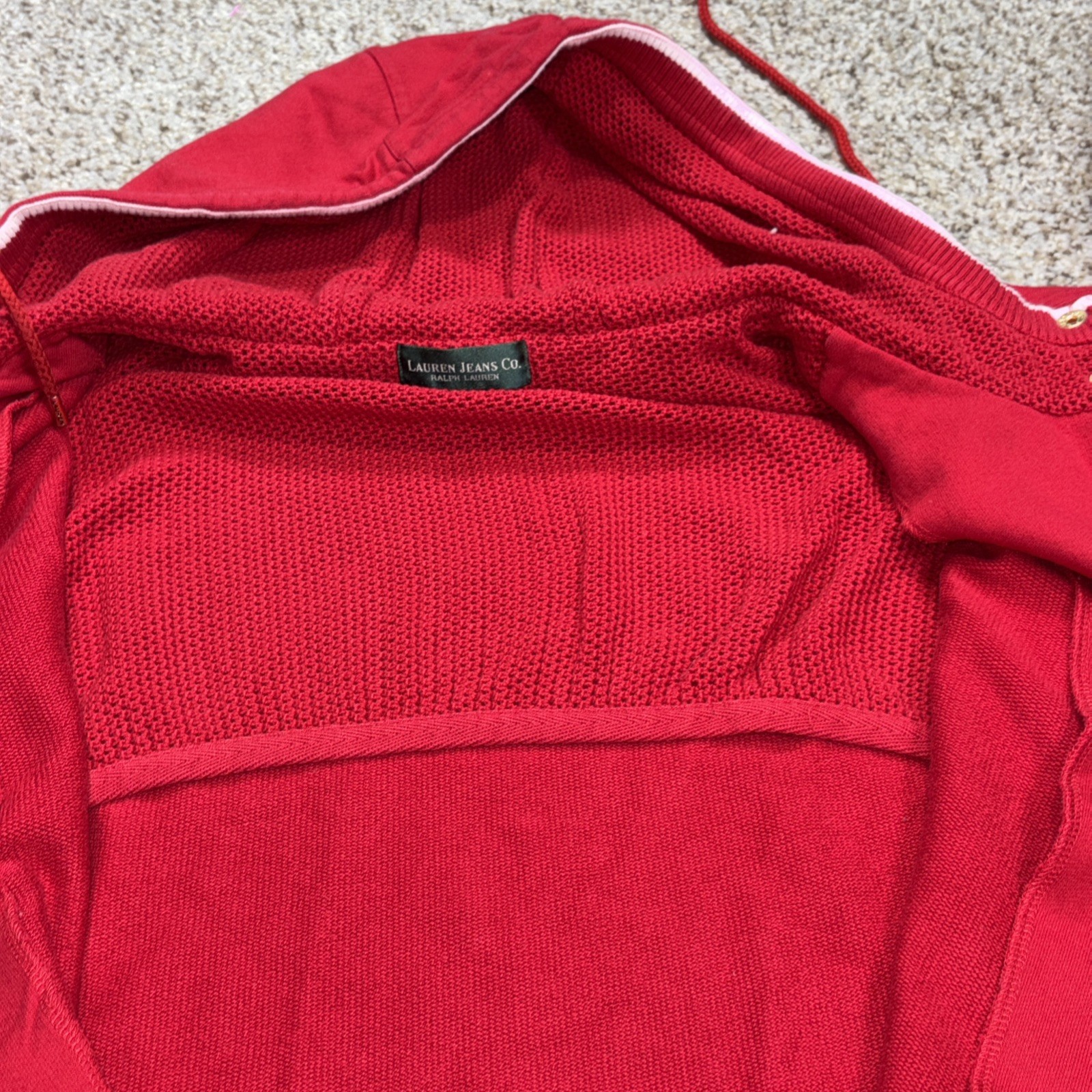 Vintage Ralph Lauren Red Full Zip Sweatshirt Women’s XL Lauren Jeans Co - View 15