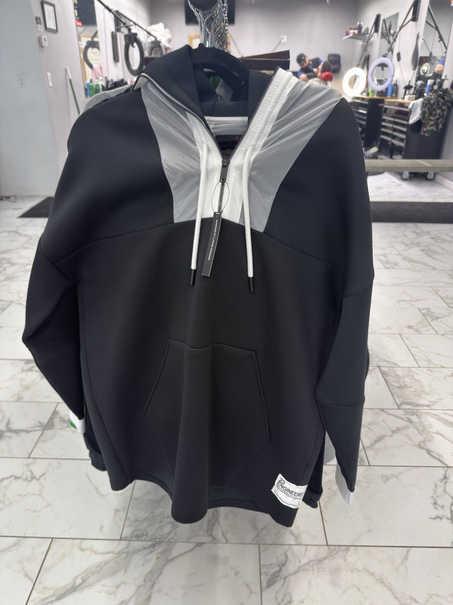 Jordan 23 Engineered Hoodie Mens L Black White Half Zip Pullover