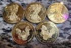 0.5 Grams 24k Gold American Eagles  Lot Of 5.  - 1/2 Gram Total .999 Gold