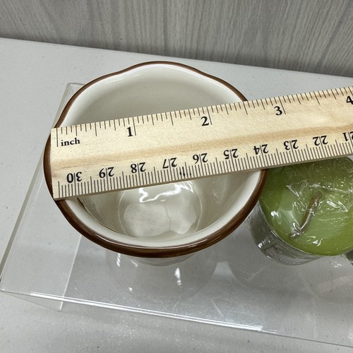 Yankee Candle VANILLA LIME 3 Votives + Ceramic Votive Holder Apple Fall Holiday - Picture 4 of 15