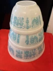 VTG Pyrex BUTTERPRINT NESTING Mixing Bowls Set of 3 - VERY GOOD CONDITION! L@@K!