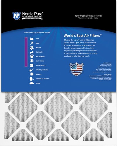 14x20x1 (13_1/2x19_1/2) Pleated MERV 8 Air Filters 2 Pack - Picture 2 of 7