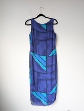 Tagg Blue Geometric Print Sleeveless Midi Dress Size 10