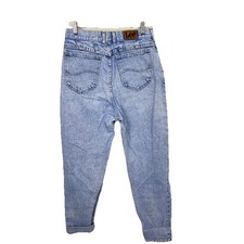 Vintage Lee High Waisted Mom Jeans Light Wash Acid Tapered Leg USA Made 12 Long