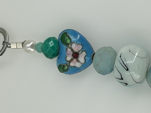 Blautöne Wolf Anhänger Perle Strang Tasche Handtasche Clip Reißverschluss Ziehen Schlüsselanhänger - Bild 3 von 8