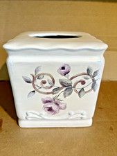CROSCILL CHAMBORD Floral Pattern Ceramic TISSUE BOX COVER Bathroom Vanity