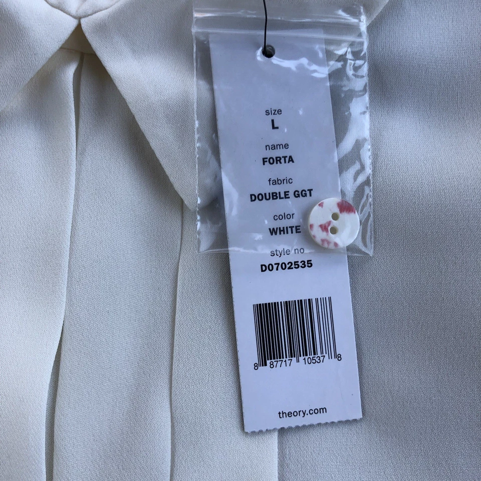 Blusa Top Theory Forta Georgette Crepe-de-chine Transparente Mujer L Blanco Nuevo con Etiquetas Foto 3 de 4