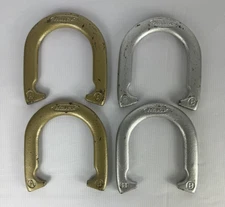 Halex Horseshoe Game Set – 4 Cast Horseshoes (Gold & Silver) – A/B Teams