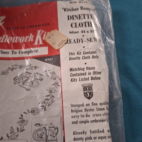 Sealed 1940s 50s Bucilla Needlework Kit 41x52 Table Cloth - Picture 6 of 9