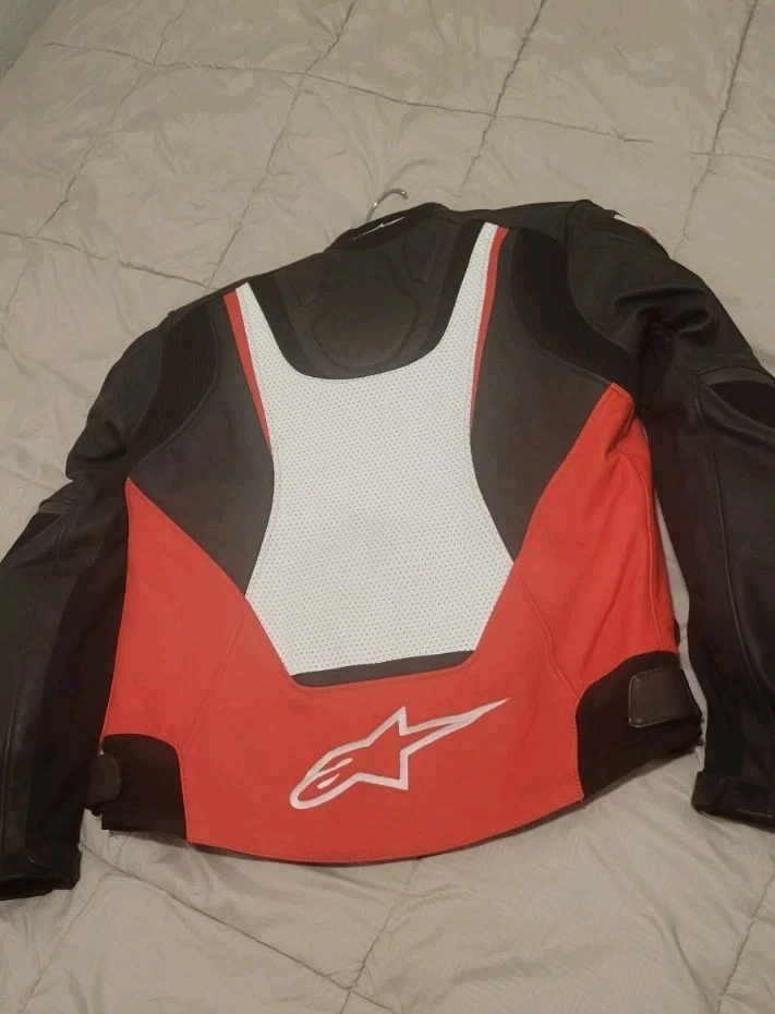 Jaqueta de couro Alpinestars Jaws preto/branco/vermelho46 - Imagem 4 de 4