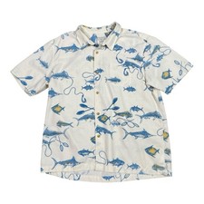 Jack O'Neill Hawaiian Shirt XXL Relaxed Fit Fish Ocean Print Button Up Surf